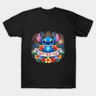 Santa Stitch  Happy New Year Stitch T-Shirt